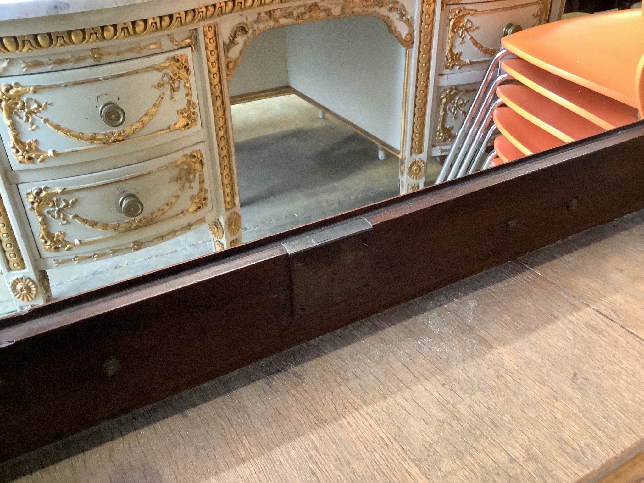 A small George III mahogany chest with slide, width 84cm, depth 51cm, height 80cm